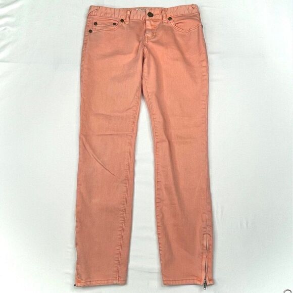 FREE PEOPLE Orange Ankle Zip Skinny Jean - Picture 2 of 12